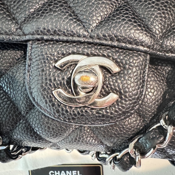 CHANEL - Classic Medium Flap, Caviar Black Leather, Silver Hardware, Full Set - Picture 10 of 16